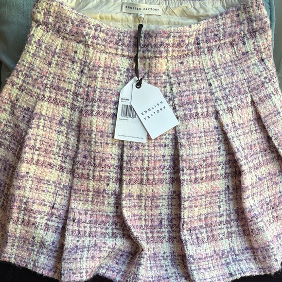English Factory Pink and Cream Tweed Mini Skirt - Picture 1 of 6